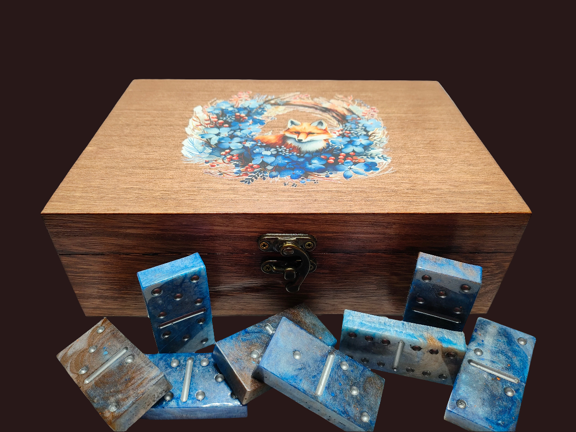 Blue and Brown Granite Dominoes - Fox