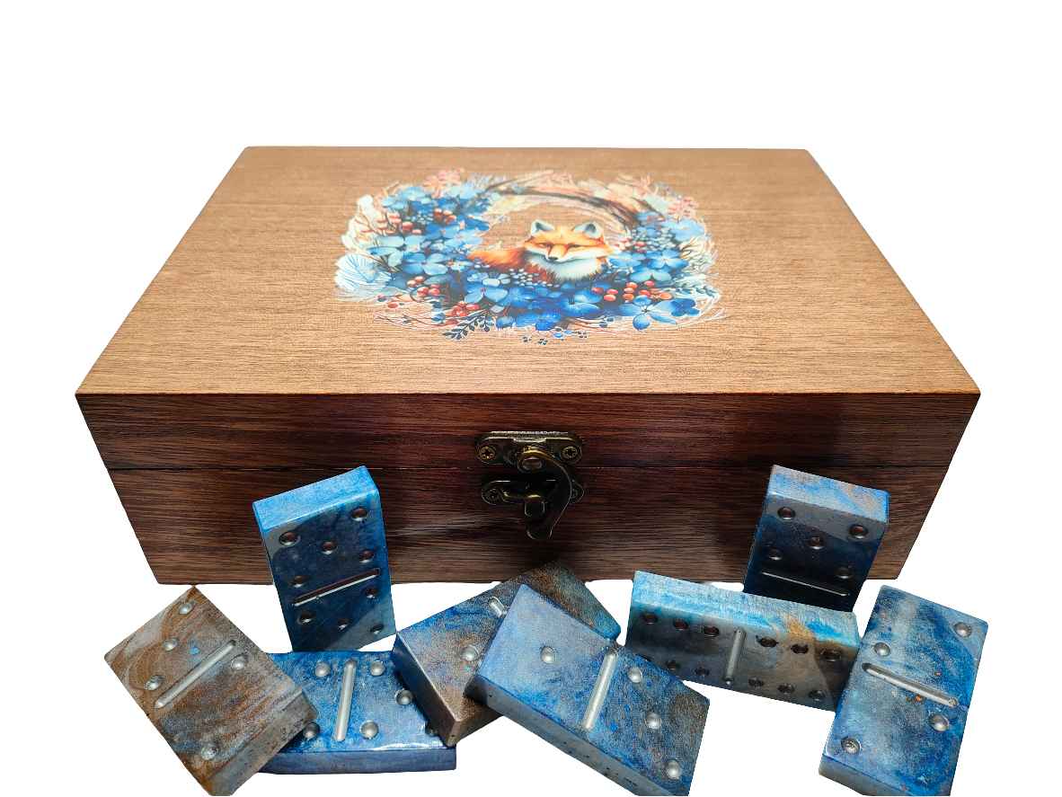 Blue and Brown Granite Dominoes - Fox