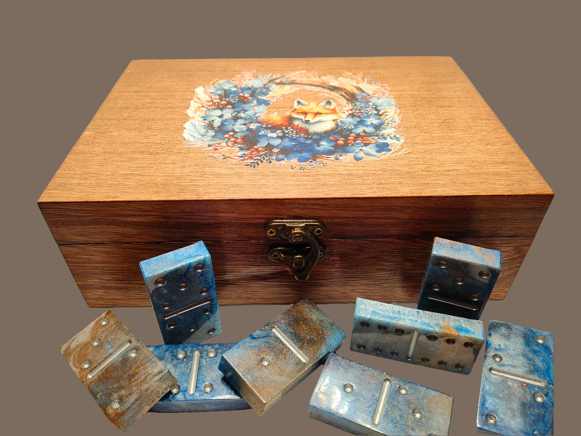 Blue and Brown Granite Dominoes - Fox